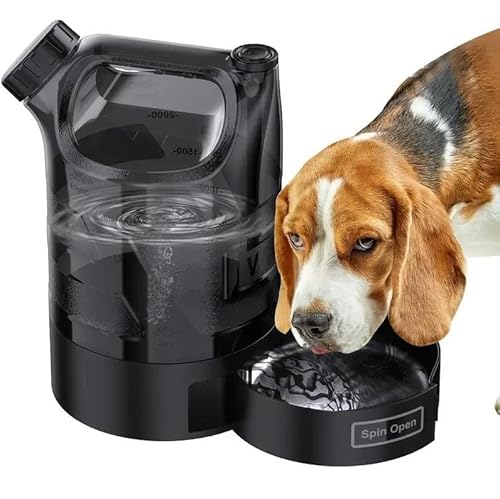 Hundetrinkflasche 2500ml Große Kapazität auslaufsicher EIN-Knopf Bedienung lebensmittelecht BPA-frei & für Wandern Spaziergang Camping(Black) von Generic