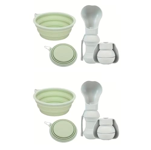 Hundetrinkflasche 550ml +350ml mit faltbarem Napf auslaufsicher lebensmittelecht & BPA-frei EIN-Knopf-Bedienung & Tragegurt für Wandern Spaziergang Camping(White 2pcs) von Generic