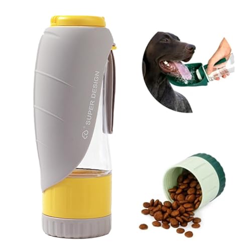 Hundetrinkflasche für unterwegs, 800ml Edelstahl Trinkflasche Hund, Tragbare Haustier Wasserflasche, Hunde Wasserspender Reise Zubehör für Wandern und Campen (Gelb, 800ML) von Generic