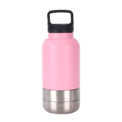 Hundewasserflasche, Hundewasserflasche Edelstahl mit abnehmbarem Futternapf Wassernapf, Hundewasserflasche, geeignet zum Spazierengehen, Reisen Camping Pzy91 (B, One Size) von Generic