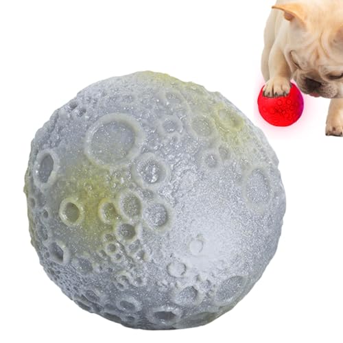 Interaktiver Hundeball, Kauball für Hunde - Blinkendes Aktivierungsspielzeug zum Springen des Hundes,Elastische Anreicherung mit Mondmuster, leuchtendes Haustierzubehör, Mundpflege für von Generic