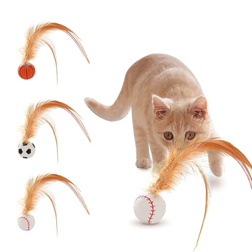 Interaktiver Spielball für Katzen Katze Intelligenzspielzeug Interaktives Federspielzeug Set Indoor Katzen Elastisches Interaktives Katzenspielzeug (3PC) von Generic