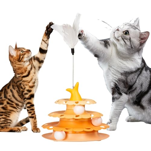 Interaktives Katzenspielzeug - 360 Grad Rotierende Katzenspielzeug | Interaktives Intelligenz Katzen | Innenbereich Katzen Feder | Interaktives Automatischer Spielzeug Für Katzen von Generic