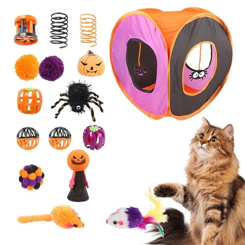 Interaktives Katzenspielzeug – Katzenspielzeug-Set Tunnel für Halloween | Spielzeug für den Innenbereich für Katzen, interaktives Katzenspielzeug, niedliches Katzenspielzeug, Halloween-Kätzchenzubehör Interaktives Katzenspielzeug – Katzenspielzeug-Set Tunnel für Halloween | Spielzeug für den Innenbereich für Katzen, interaktives Katzenspielzeug, niedliches Katzenspielzeug, Halloween-Kätzchenzubehör von Generic