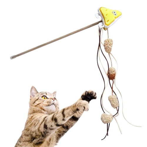 Interaktives Katzenspielzeug | Katzenstab Spielzeug Mit Futter-Motiv,Interaktive Katzenspielangel zur Förderung von Bewegung und Intelligenz mit Plüsch Attrappe für Unterhaltung und Beschäftigung von Generic