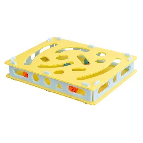 Interaktives Katzenspielzeug - Selbstbeschäftigung Kratzunterlage mit Ball,Kombinierbar mit Leckerlies & eigenem Spielzeug,Intelligenz Fummelbox (B) von Generic