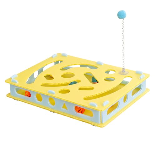 Interaktives Katzenspielzeug - Selbstbeschäftigung Kratzunterlage mit Ball,Kombinierbar mit Leckerlies & eigenem Spielzeug,Intelligenz Fummelbox (C) von Generic