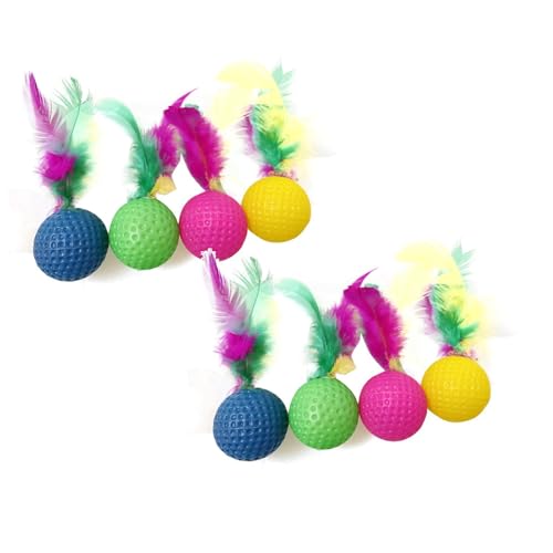 Interaktives Katzenspielzeug mit Feder, Farbe Interaktiver Katzenball für Katzen, Golf Katzenbälle, Katzen Spielsachen, Spielzeug für Katzen, Spielbälle für Katzen, für Hunde und Katzen (8PC) von Generic