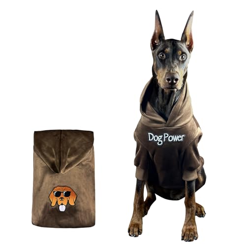 Kai Premium-Hunde-Kapuzenpullover für große Hunde, Samtmaterial, Dog Power, mittelgroße Hunde, Hundepullover (Braun, Größe 6XL) von Generic