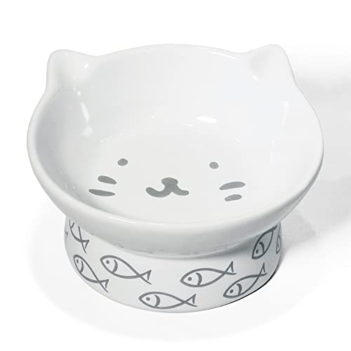 Kaiikai's erhöhte Katzen- und Hundeschüsseln 370 ml Keramik-Wassernäpfe für Hunde mittelgroßer und Kleiner Hunde 12 cm geneigte Katzentrinkschale erhöhte Futternäpfe für Katzen und Hunde von Kaiikai's