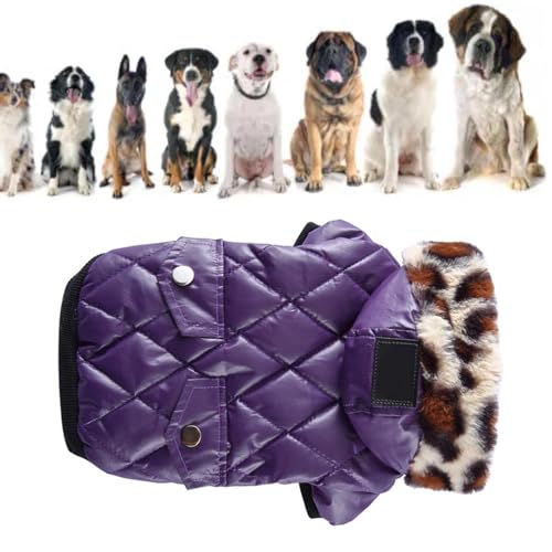 Kaltes Wetter Hundemantel, Warm Einfaches Einsetzen auf Leichtes Äquisitätsähen Dicke Haustiermantel Weich mit Kunstpelzkragen für den Winter (Purple M) von Generic