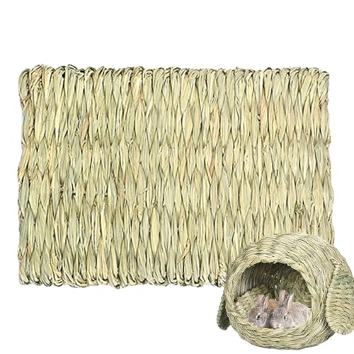 Kaninchen -Grashaus - Natural gefertigtes Tierhideaway | Bequeme Tierhütte Spiel Hideaway Bett Heu Matte Spielzeug für Hasen Meerschweinchen Hamster Chinchilla von Generic
