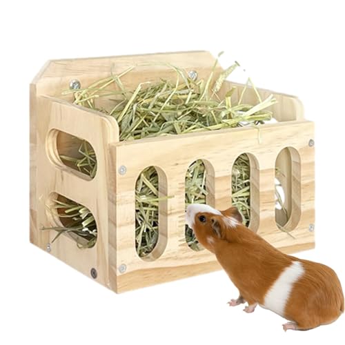 Kaninchen-Heuraufe – Holz-Heuraufe Für Kleintiere, Kaninchenkäfigtrog | Holzhalter Für Meerschweinchen Und Chinchillas, Halterung Für Naturholz-Heuraufe Für Nagetiere, Ablage, Laufstall, Käfigbehälter von Generic
