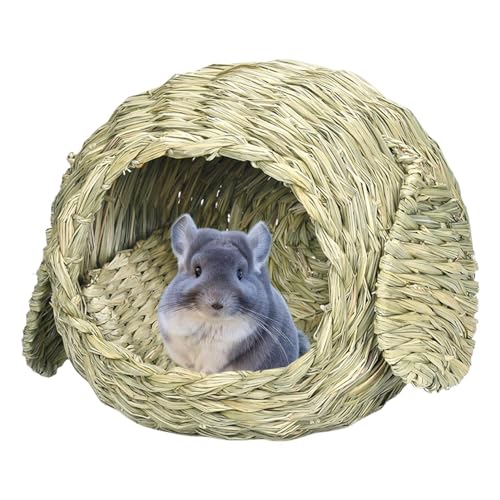 Kaninchengrashaus | Meerschweinchen Grashütte | Meerschweinchen Gras Versteck Häschen Gras Hütte Handgemachtes Häschen Versteck Naturgras Spielhaus für Kaninchen Handgefertigter Hasenunterstand von Generic