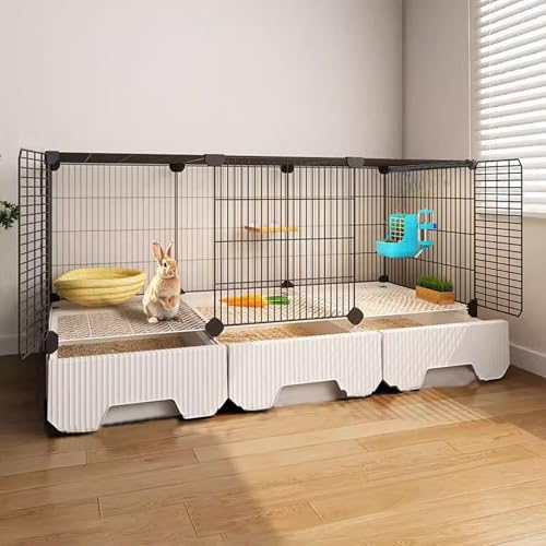 Kaninchenkäfig Mit Schubladentoilette, 1,5 cm Spalt Eisenmasche, Belüftet & Fluchtfest, Komplette Zubehör, Für Kaninchen/Katzen, 3 Größen(Black,105 * 35 * 52cm) von Generic