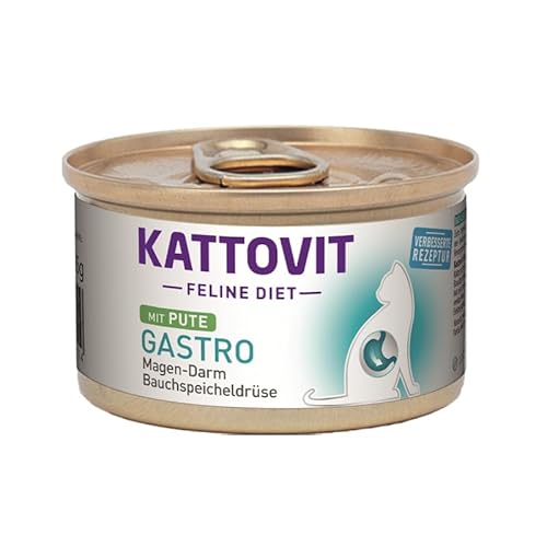 Kattovit Feline Diet Gastro | Pute & Ente 8X 85g - einzeln oder im Bundle | Magen-Darm/Bauchspeicheldrüse (i-Rezeptur) | für Katzen mit Gastro-intestinalen Problemen (8, Pute) von Generic