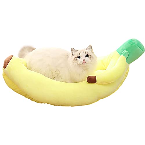 Katzen-Bananenbett – niedliches Bananen-Haustierbett, gelb, Bananenfor , flauschig, warm, weich, atmungsaktiv, Bananen-Katzenbett, 10 Stück von Generic