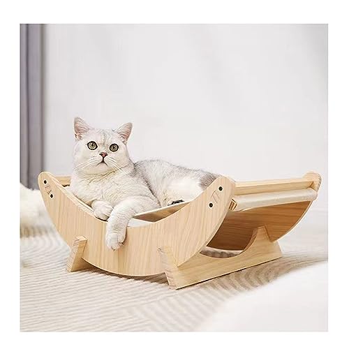 Katzen Hängematte 2-in-1-Schaukelbett for Katzen | Hält kleine bis mittelgroße Katzen oder kleine Hunde | Einfach zu montieren | Holzbau | Katzenspielzeug von Generic