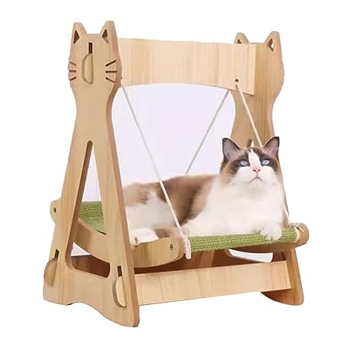 Katzen Hängematte Katzenhängematte im Cartoon-Stil, Haustierbettmöbel aus massivem Holz for kleine bis mittelgroße Katzen oder kleine Hunde, maximale Unterstützung 20 lbs/9 kg von Generic
