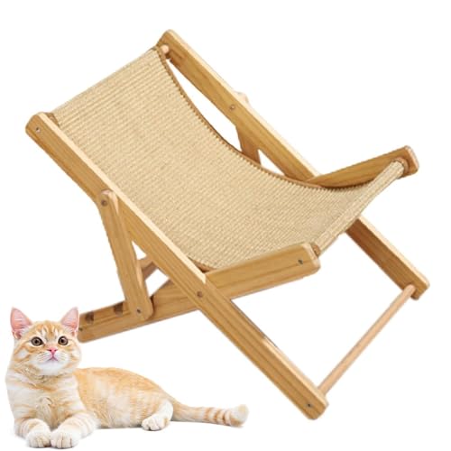 Katzen-Hochbett, Katzen-Hängemattenbett aus Holz, erhöhte Katzenbetten für Hauskatzen mit Sisal-Kratzlager, 10 kg für Katzen von Generic