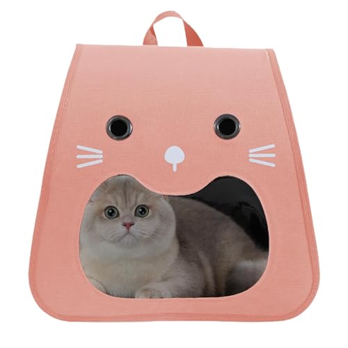 Katzen-Rucksack-Tragetasche – atmungsaktive Welpen-Tragetasche, Katzen-Tragetasche, tragbar, lächelndes Gesicht, faltbare Haustier-Tragetasche, Katzenbedarf, Haustier-Reisetasche für Outdoor-Aktivität von Generic