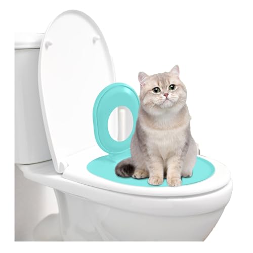 Katzen Toilet Trainer Kit Katze-Toilettentrainer Tragbares Toilettentraining Katzentoilette für Katzen Katzentraining für Katzenkatze Anti-Rutsch-Katzentrainer für Tierpflege (Blau) von Generic