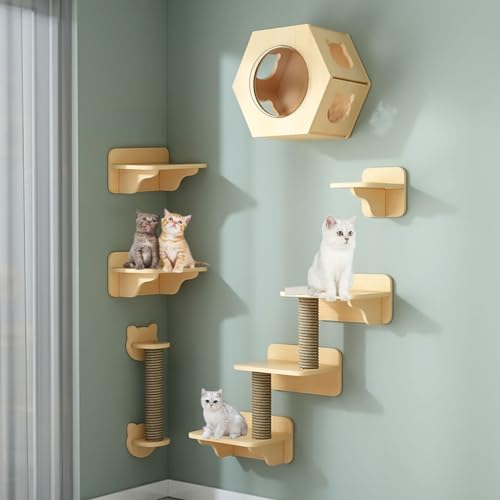 Katzen Wand Klettern-Set, Kletterlandschaft, Kletterwand, Wandregale, Katzentreppe Mit Kratzbaum, Katzenhaus für Katzenbaum zur Wandmontage (Size : Style6) von Generic