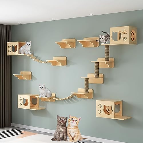 Katzen Wand Klettern-Set, Katze Kletterlandschaft, Kletterwand für Katzen, Katzen-Wandregale, Katzentreppe Wand, Mit Kratzbaum, Katzenhaus für Katzenbaum zur Wandmontage (Size : Style8) von Generic