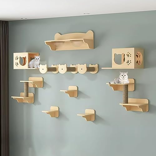 Katzen Wand Klettern-Set, Katze Kletterlandschaft, Kletterwand für Katzen, Katzen-Wandregale, Katzentreppe Wand, Mit Kratzbaum, Katzenhaus für Katzenbaum zur Wandmontage (Size : Style9) von Generic