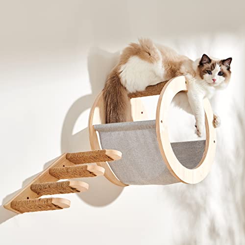Katzen-Wandhängematte und Stufen-Set; wandmontierte Katzenregale mit Kratzbaum; schafft eine Kletter- und Schlafstange für Indoor-Katzen (bis zu 9 kg) von Generic