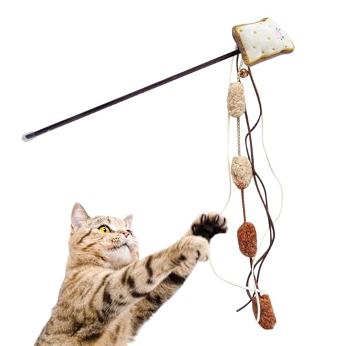 Katzenangel Spielzeug | Katzenstab Spielzeug Mit Futter-Motiv - Interaktive Katzenspielangel zur Förderung von Bewegung und Intelligenz mit Plüsch Attrappe für Unterhaltung und Beschäftigung von Generic