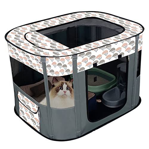 Katzenausbuchtungsraum, Faltbares Katzenhaus Entfernbarer Oberlicht Gittertuch View Fenster Oxford Stoff Atmungsable Tür für Hunde für Zuhause (Gray) von Generic