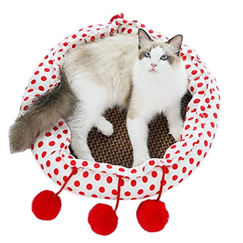 Katzenbett – Haustierhöhle Bett | Hochelastische Baumwolle wärmend gemütlich weich Hund rundes Bett Hund Katze Kissen Bett für kleine, mittelgroße Hunde u von Generic