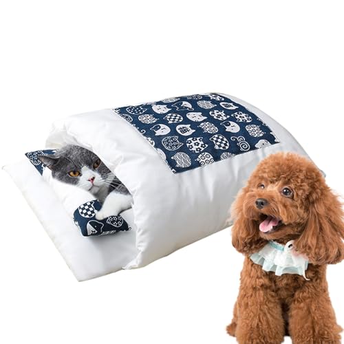 Katzenbett Höhle - Abnehmbarer waschbarer Tunnel, Schlafsack Katzen | Faltbare und bequeme Haustiertasche, Winterhaus für Hauskatzen, Welpen, warmes und kuscheliges Kissen von Generic