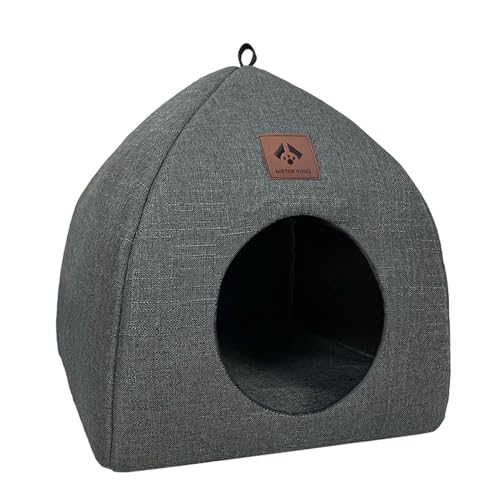 Katzenbetthaus - Leinen Katzenhaus, Kätzchenhöhlenbetten Innenräume | 2-in-1 Halb Geschlossene Haustierhaus, Dreieck Panel Cat's Nest, Halb Geschlossene Hundehaus Indoor-Griff Für Haustiere, Die Auf B Katzenbetthaus - Leinen Katzenhaus, Kätzchenhöhlenbetten Innenräume | 2-in-1 Halb Geschlossene Haustierhaus, Dreieck Panel Cat's Nest, Halb Geschlossene Hundehaus Indoor-Griff Für Haustiere, Die Auf B von Generic