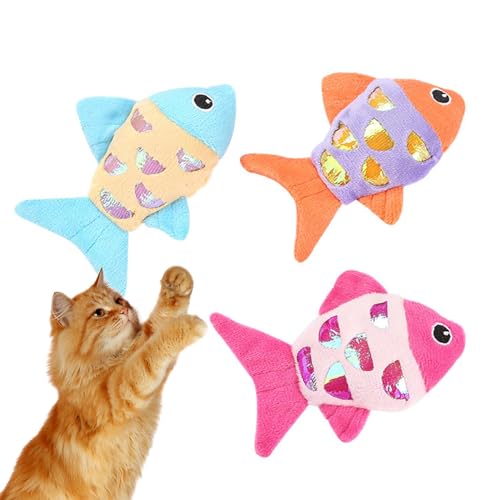 Katzenfisch-Kauspielzeug, weiches Fisch-Katzenminze-Spielzeug, Quetschfisch, Katzenspielzeug, bissfestes Katzenminze-Spielzeug mit Glocke im Inneren, interaktives Plüsch-Carto-Kätzchen, gut zum von Generic