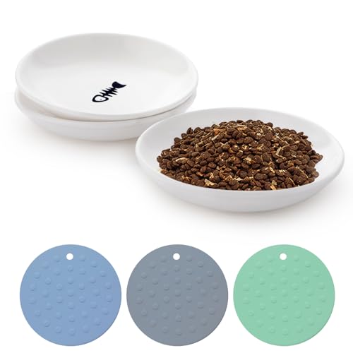 Katzenfutter-Set aus Keramik, 3-teilig, mit rutschfesten Matten, enthält Fischgrätenmuster Wasser und Welpen-Futternäpfe Katzenfutter-Set aus Keramik, 3-teilig, mit rutschfesten Matten, enthält Fischgrätenmuster Wasser und Welpen-Futternäpfe von Generic