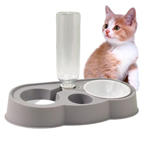 Katzenfutterstation und Wasserspender, Katzentränke mit Futternapf – Automatischer Wasserspender für Haustiere, 500 ml | abnehmbarer Spender für den Innenbereich von Generic