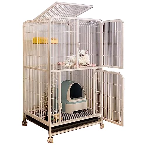 Katzengehege Für Draußen Umschlossen Mit Hochwertigen Universalrädern，Mehrschichtiger Speicherplatz, Freie Partitionierung，Langlebig, Geeignet Für Katzen, Hunde ( Size : 71*55*127cm-White , Color : Ty von Generic