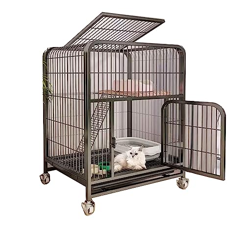 Katzengehege Für Draußen Umschlossen Mit Hochwertigen Universalrädern，Mehrschichtiger Speicherplatz, Freie Partitionierung，Langlebig, Geeignet Für Katzen, Hunde ( Size : 78*55*100cm-Black , Color : Ty von Generic