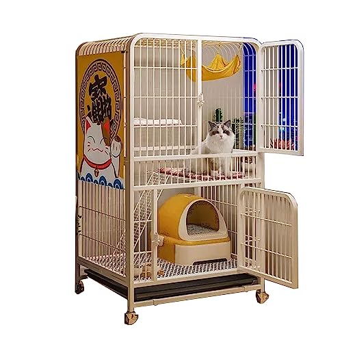 Katzengehege Für Draußen Umschlossen Mit Hochwertigen Universalrädern，Mehrschichtiger Speicherplatz, Freie Partitionierung，Langlebig, Geeignet Für Katzen, Hunde ( Size : 78*55*135cm-White , Color : Ty von Generic