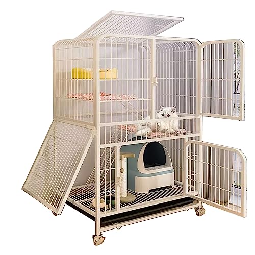 Katzengehege Für Draußen Umschlossen Mit Hochwertigen Universalrädern，Mehrschichtiger Speicherplatz, Freie Partitionierung，Langlebig, Geeignet Für Katzen, Hunde ( Size : 78*55*137cm-White , Color : Ty von Generic