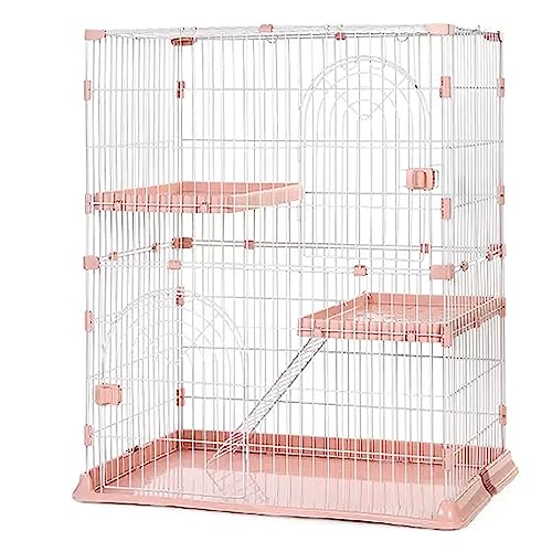 Katzengehege Für Katzen Draußen Fest Und Stabil,Federtürschloss Einfach Zu Installierende Kleintierkäfig，Geeignet for Katzen, Hunde, Kaninchen (Color : Pink, Size : 100 * 65 * 117cm) von Generic