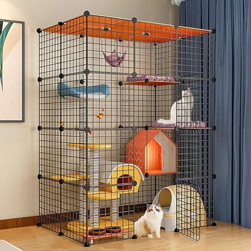 Katzengehege Indoor Katzenkäfig Großer 3-4 Stöckig Katzenauslauf Balkon,Katzenlaufstall mit Dichtem,Kleintierkäfig für Kaninchen,Welpen Katzengehege Indoor Katzenkäfig Großer 3-4 Stöckig Katzenauslauf Balkon,Katzenlaufstall mit Dichtem,Kleintierkäfig für Kaninchen,Welpen von Generic