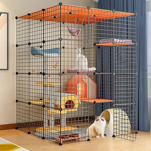 Katzengehege Indoor Katzenkäfig Großer 3-4 Stöckig Katzenauslauf Balkon,Katzenlaufstall mit Dichtem,Kleintierkäfig für Kaninchen,Welpen Katzengehege Indoor Katzenkäfig Großer 3-4 Stöckig Katzenauslauf Balkon,Katzenlaufstall mit Dichtem,Kleintierkäfig für Kaninchen,Welpen von Generic