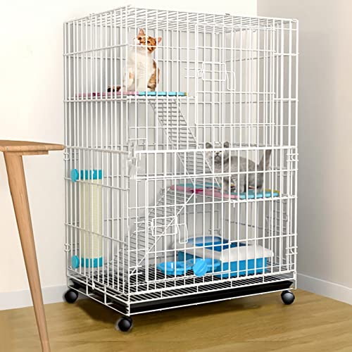 Katzengehege Indoor Kitten Transport Metall Hundekäfig Faltbar Transportbox Katze Transportkäfig Auto Tierkäfig mit Bodenschale Gitterbox für Kleintiere(White,60 * 42 * 96cm-C) von Generic