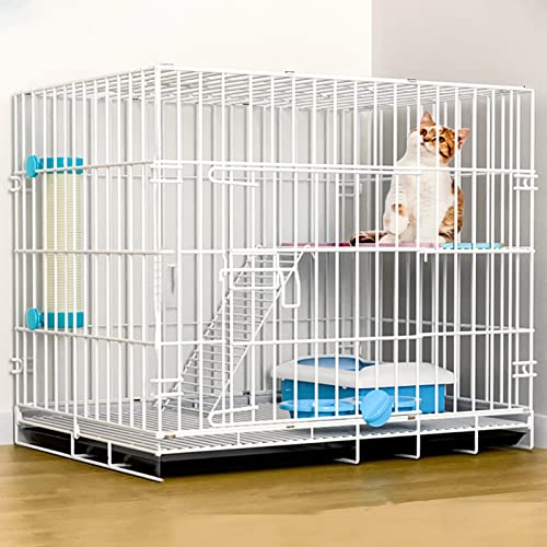 Katzengehege Indoor Kitten Transport Metall Hundekäfig Faltbar Transportbox Katze Transportkäfig Auto Tierkäfig mit Bodenschale Gitterbox für Kleintiere(White,68 * 49 * 58cm-B) von Generic