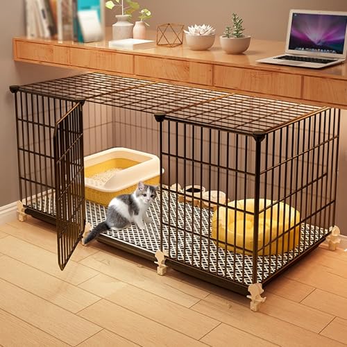 Katzengehege Indoor Kitten XXL Balkon Freigehege Kaninchen Auslaufgitter Laufkäfig Gittergehege Hasen Meerschweinchen Welpenauslauf DIY, Perfekt für Welpentraining (Color : A, Size : 109 * 37 * 41cm) von Generic