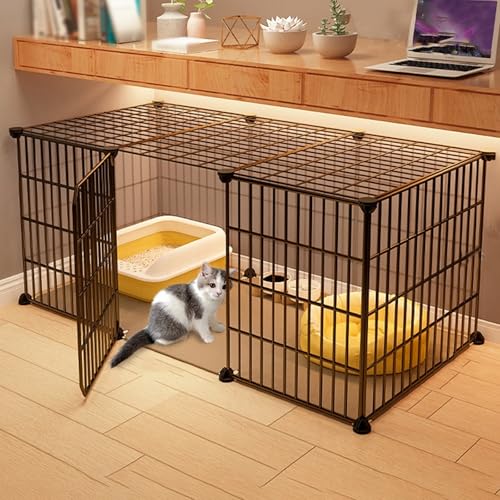 Katzengehege Indoor Kitten XXL Balkon Freigehege Kaninchen Auslaufgitter Laufkäfig Gittergehege Hasen Meerschweinchen Welpenauslauf DIY, Perfekt für Welpentraining (Color : A, Size : 109 * 37 * 37cm) von Generic