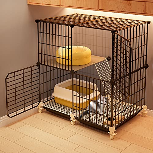 Katzengehege Indoor Kitten XXL Balkon Freigehege Kaninchen Auslaufgitter Laufkäfig Gittergehege Hasen Meerschweinchen Welpenauslauf DIY, Perfekt für Welpentraining (Color : A, Size : 74 * 37 * 77cm) von Generic